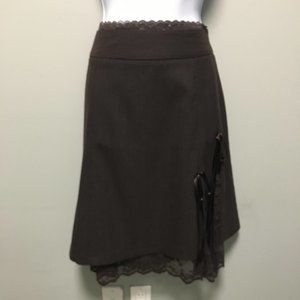 Brown Lace Lined Skirt Size 8